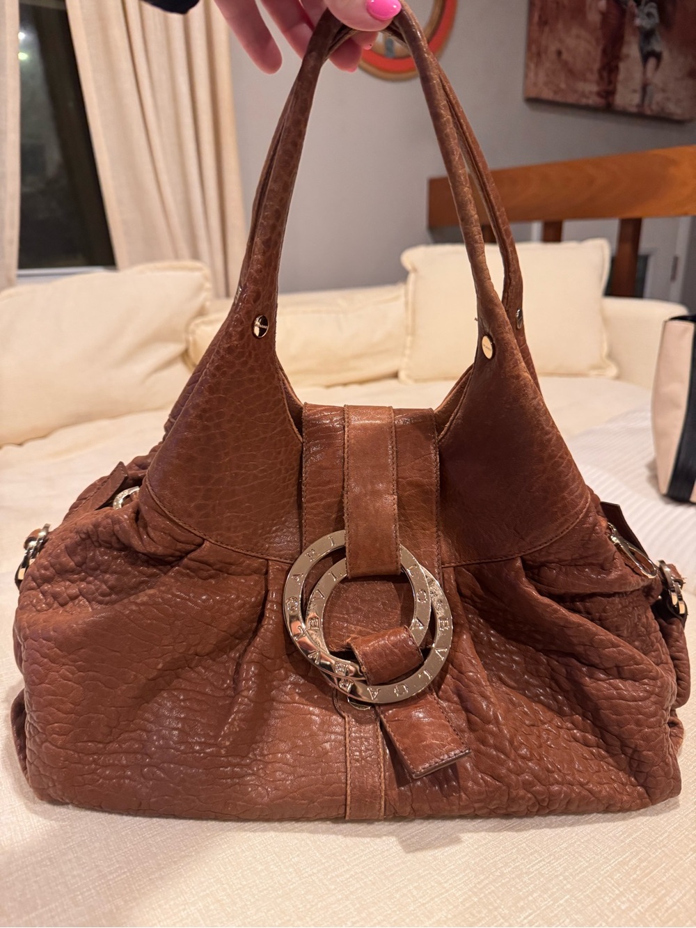 Bvlgari brown leather handbag